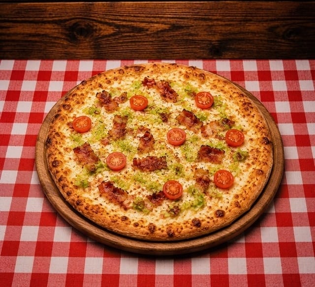 Large Buffalo Blue Bacon Pizza 14(Greek Style).