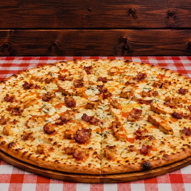 Lg Buffalo Blue Bacon Pizza 16 (Italian Style).