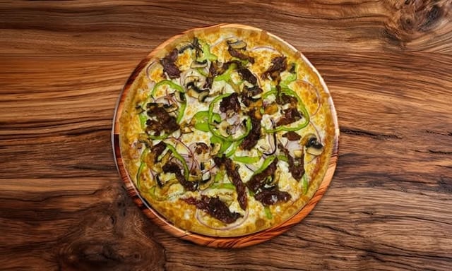 Small Steak Tip Pizza 10 (Greek Style).